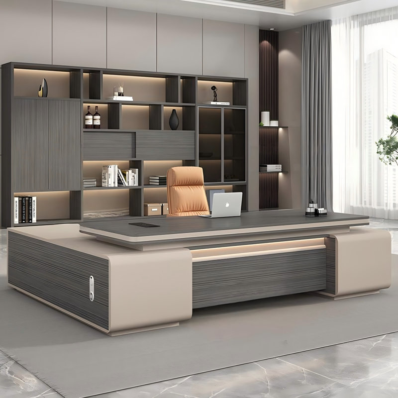 Bureau 86,61 "en L de qualité supérieure avec armoires doubles, H 29,53 po x l 86,61 po x P 62,99 po