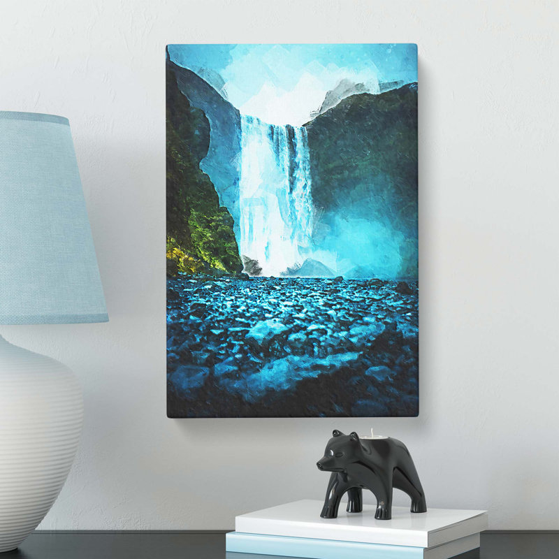 Waterfall Path in Iceland - Wrapped Canvas, 76 cm H x 50 cm W
