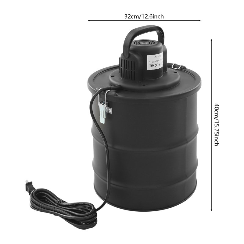 5.28 Gallon Electric Ash Vacuum Cleaner for BBQ Grill & Fire Pit, 18KPa Powerful Suction Dust Collector, 12.6" W x 12.6" D x 15.75" H