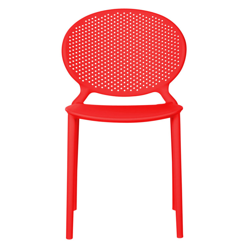 Suze Stacking Patio Dining Side Chair, Red