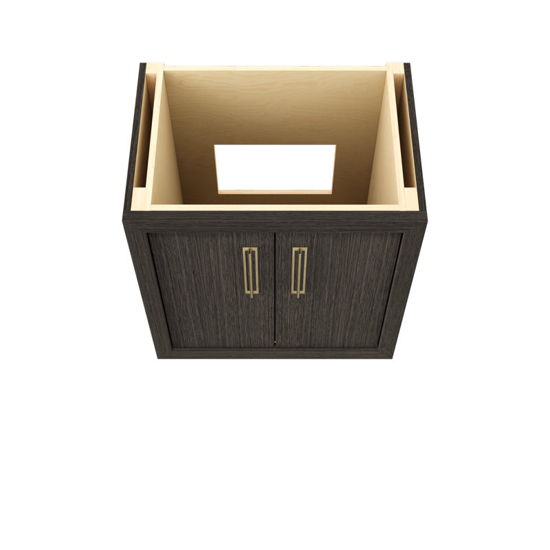 Meuble-lavabo simple Avalon, Gris délavé, Or satiné, 30"