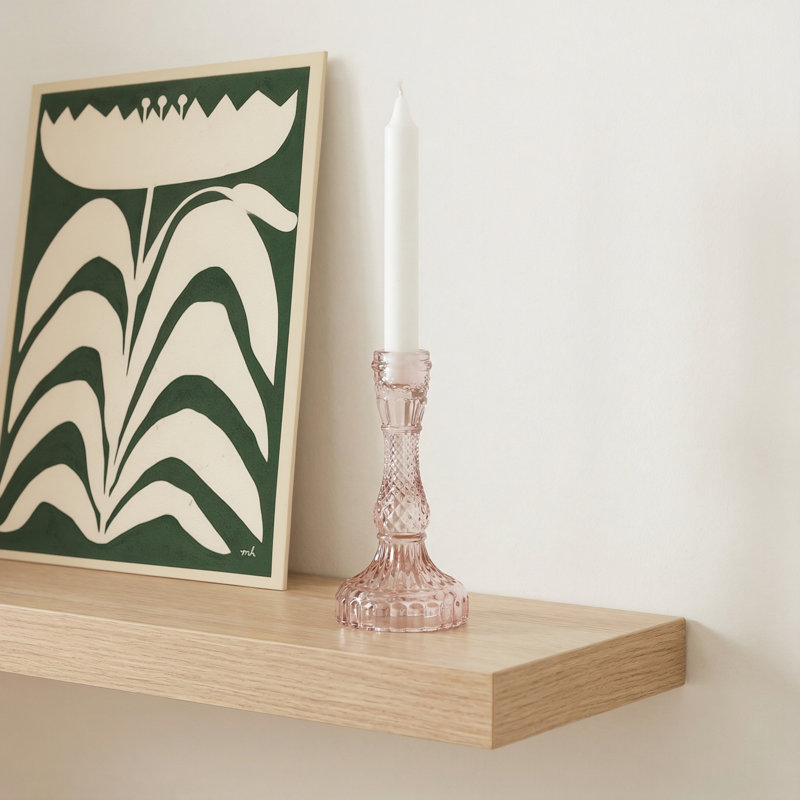 Eliana Samira Glass Tabletop Candlestick, Pink