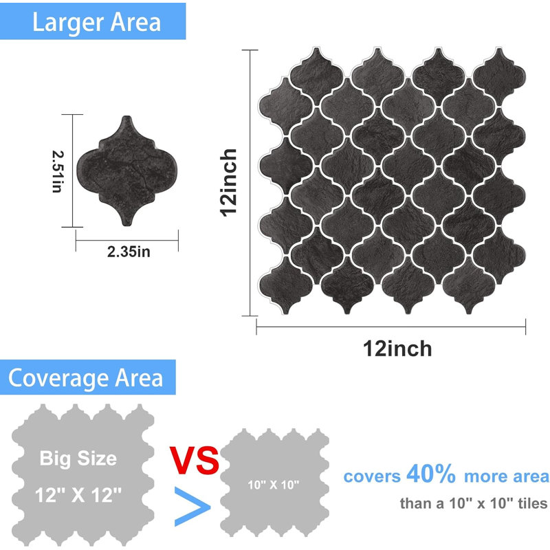 Dark Grey 10-Sheet Stick on Tiles