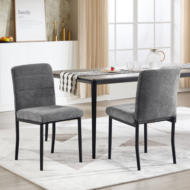 Modern Dining Chair with Metal Legs, Dark Grey