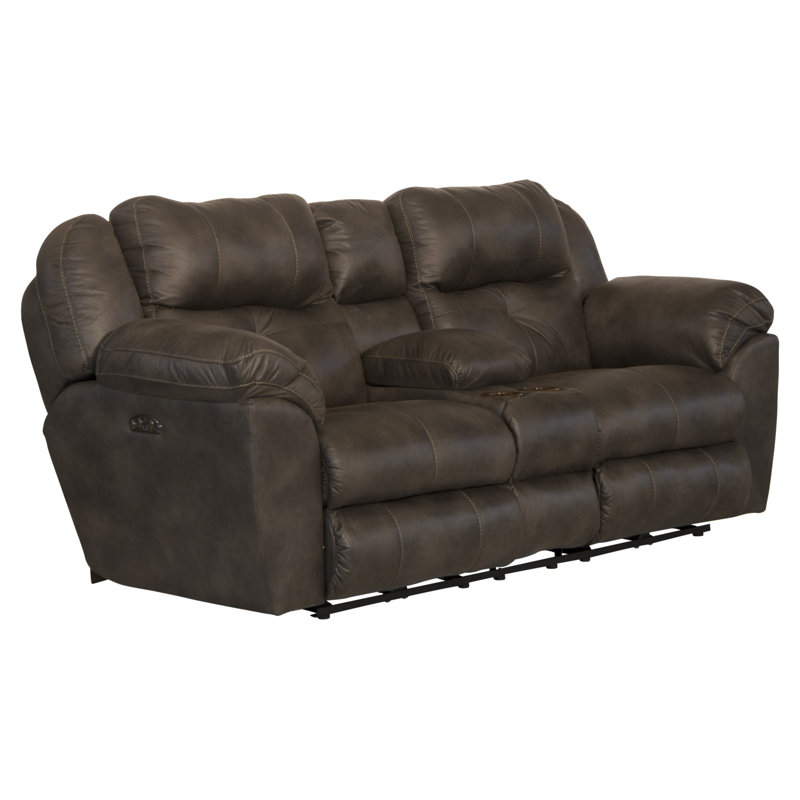 Chavers 89" Pillow Top Arm Reclining Loveseat, Brown Polyester, No