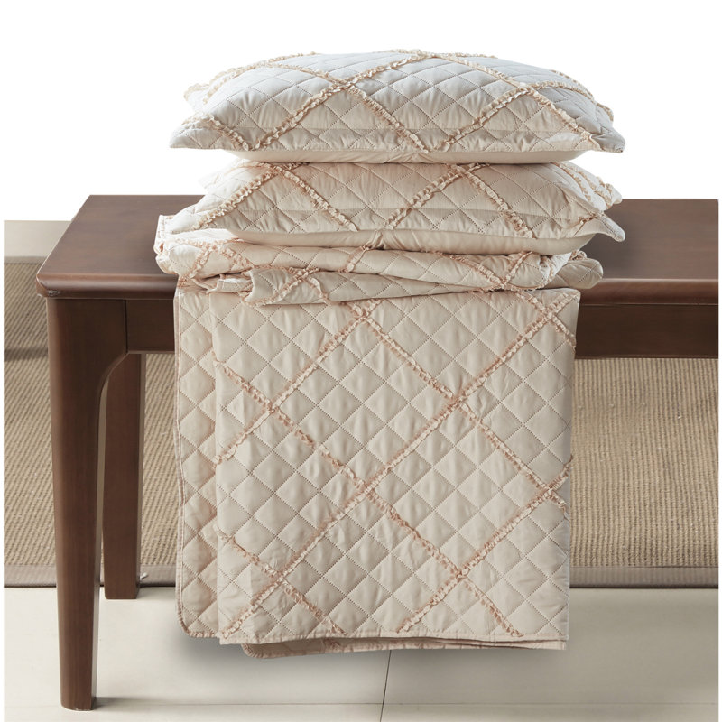 Fairdale Polyester Bedspread with Pillow Shams Included, Beige, 250 x 270 cm Bedspread - 2 Shams