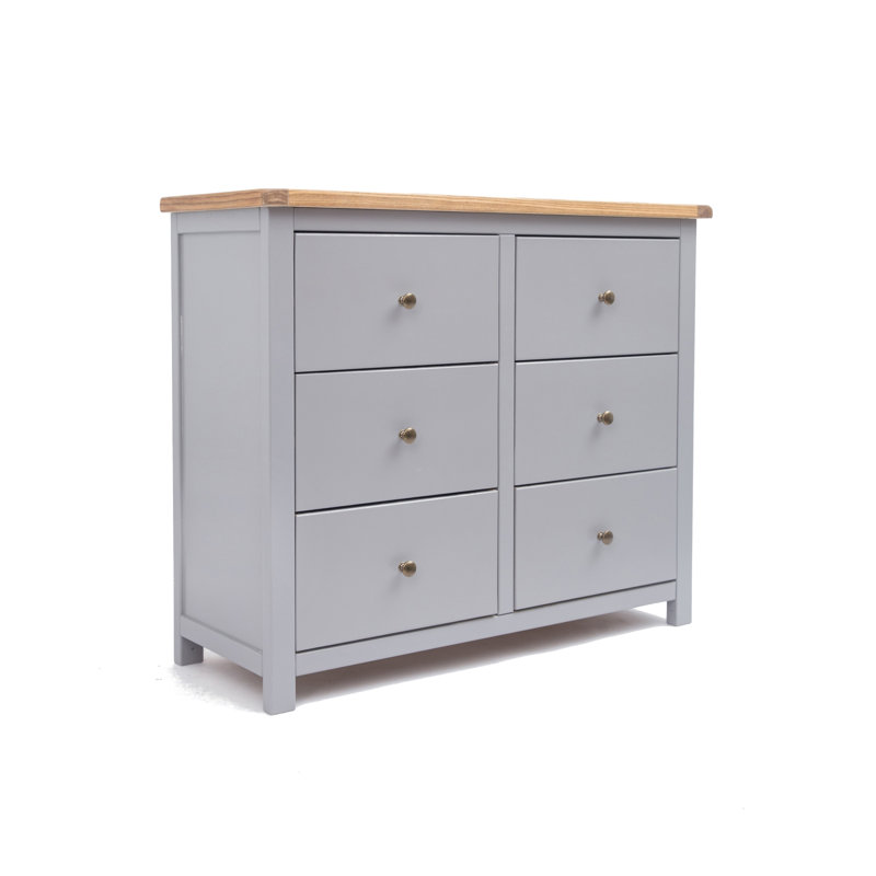 Millport 110 cm W Chest of 6 Drawers, Grey/Gold