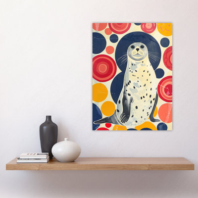 Seal Standing Portrait Circles Fun Cute Wall Art Print