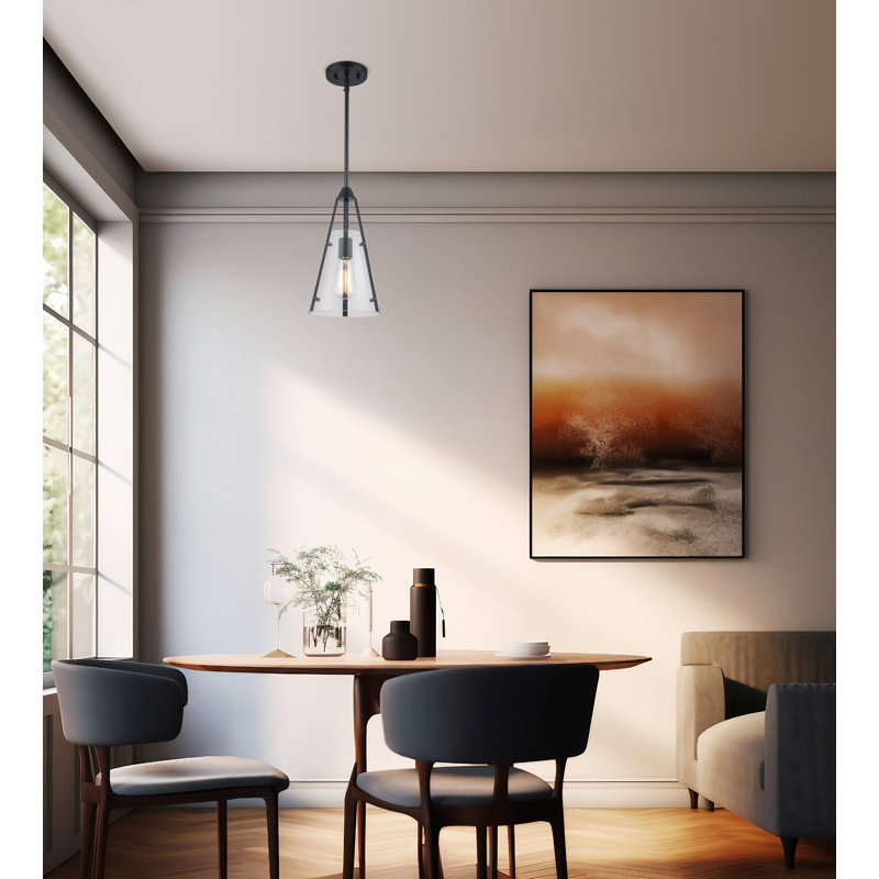 - Light Cone Pendant, 11.5" H x 18" W x 11.5" D, 1, Black