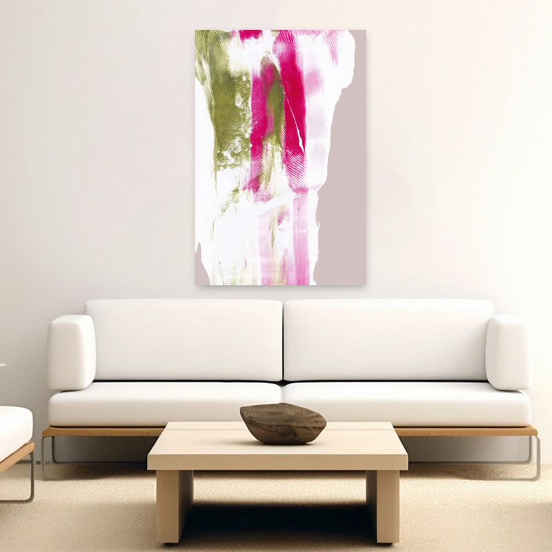 Fuchsia Green Strokes Abstract Bold Colorful Wall Art Print 1 Piece Wrapped Canvas Wall Art, 152.4cm H x 101.6cm W