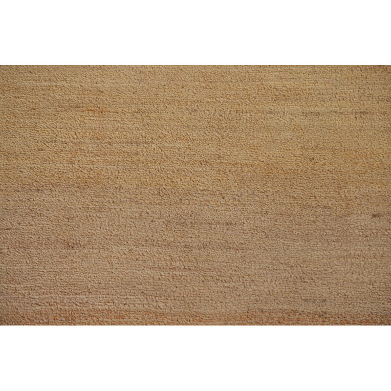 Striped Hand-Knotted Rectangle 6'6" x 8' Wool Area Rug in Beige/Red