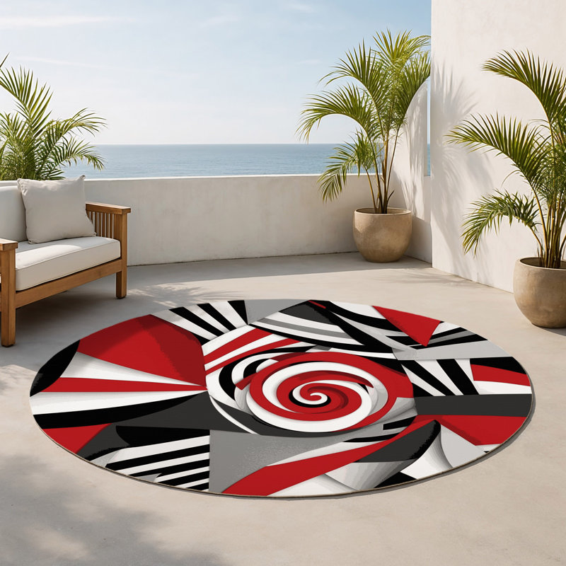 Tapis intérieur et extérieur Ember Sphere, Rond 5 pi