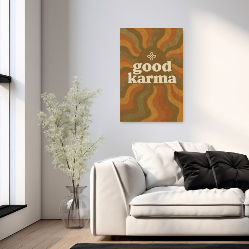 «Karma Waves», impression rétro d'art mural rétro, 36" H x 24" W