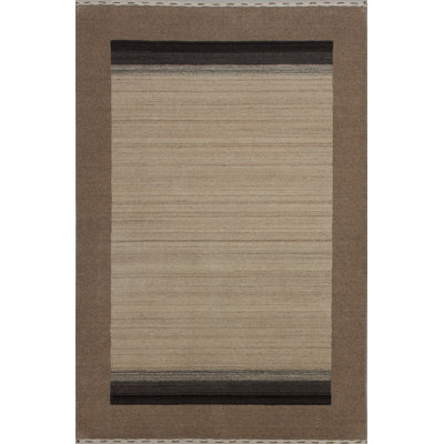 Tapis de zone en laine 4 pi x 6 po noué la light kaki one-of-kind Eibhlin