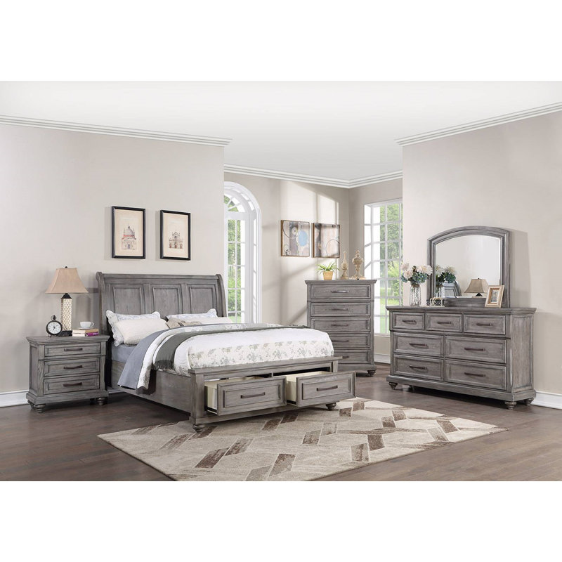 Ensemble de chambre à coucher avec lit de rangement 5 pièces Celenia, Très grand