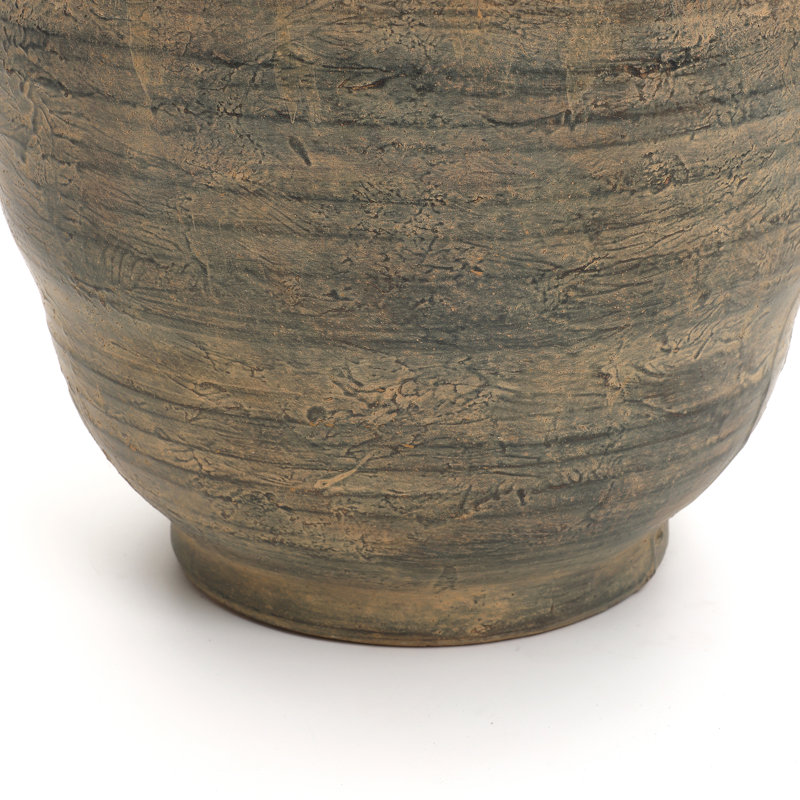 Vintage Pottery Brown 17.32-Inch Tall Round Ceramic Vase