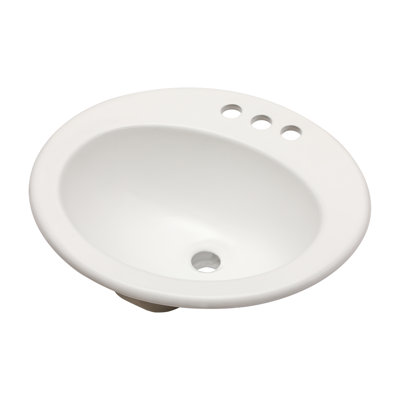 Topcraft White Ceramic Oval Drop-In Bathroom Sink With 3 Faucet Holes, 20X18x9 Inches