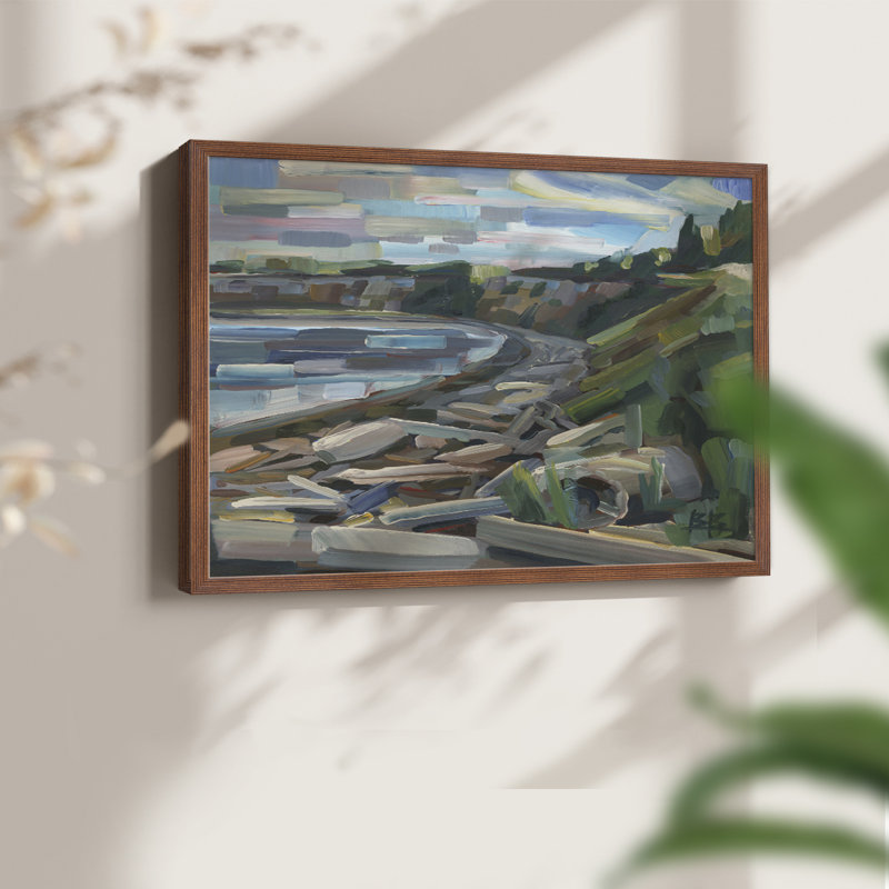 Tôt le matin sur la plage - Reproduction encadrée - Restickable, H 11 po x l 14 po, Noyer