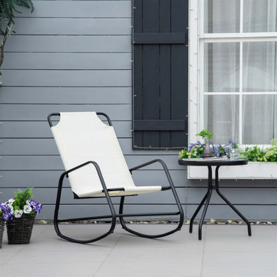 Garden Rocking Chair with Sling Fabric, Smooth Rocking and Durable Steel Frame for Outdoor and Indoor Relaxation