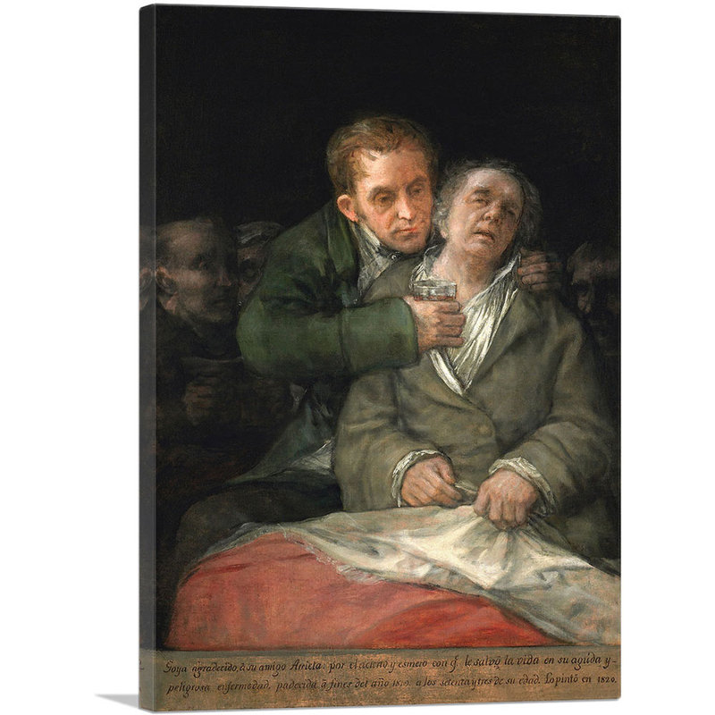 Autoportrait avec Dr Arrieta 1820 par Francisco Goya, reproduction d'art sur toile tendue, H 18 po x l 12 po x 1,5 po