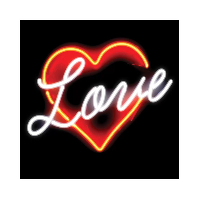 Neon Love Red On Black by Hailey Carr - Wrapped Canvas Gallery-Wrapped Canvas Giclée, 30.48 cm H x 30.48 cm W