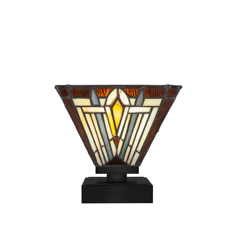 Lampe d'appoint Dicus illustrée d'un verre d'art carré Tahoe de 7 po, Noir mat