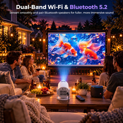 ELEPHAS Roku TV Smart Projector, Built-in Roku TV Streaming Experience, Dolby Audio, Wi-Fi Bluetooth Portable Home & Outdoor Theater