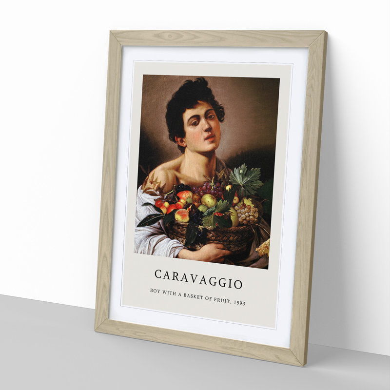 Boy with a Basket of Fruit by Pierre-Auguste Renoir - Picture Frame Painting, 65cm H x 48cm W x 2cm D, Oak