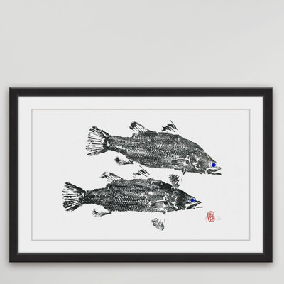 « blue avec fish », reproduction d’art encadrée