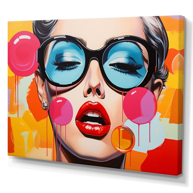 Décoration murale Pop Art Bubble Retro Portrait II - People, H 12 po x l 20 po x P 1 po, Toile tendue
