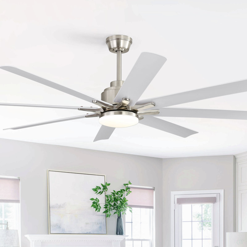 52-Inch Smart Ceiling Fan With Lights,6 Wind Speed,With 8 White ABS Blades,Voice Remote,Fan For Bedroom,Living Room,Patio,Kitchen