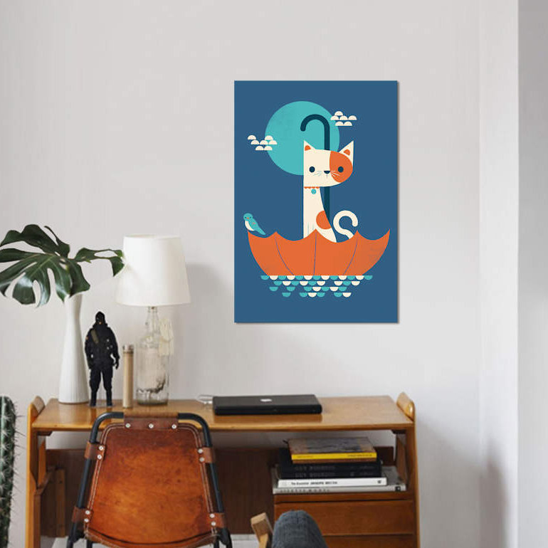 «Cat in Umbrella», impression sur toile tendue, H 18 po x l 12 po x P 1,5 po, Toile tendue