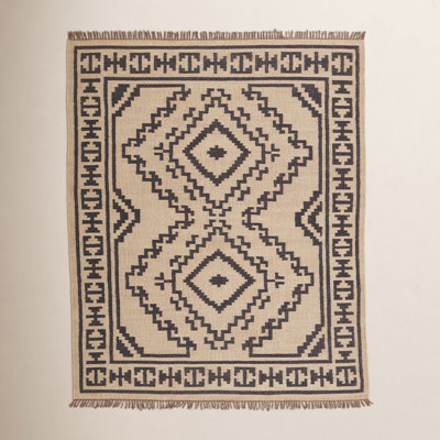 Louie Light Beige Black Flatweave Jute Rug