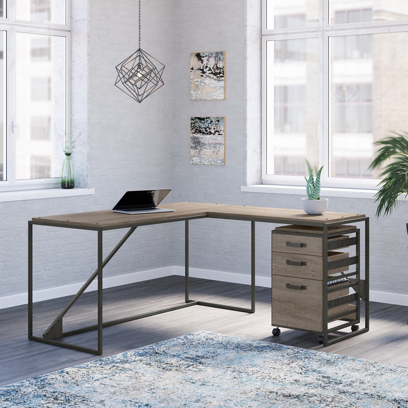 Patankar L-Shaped Writing Desk, Restored Gray