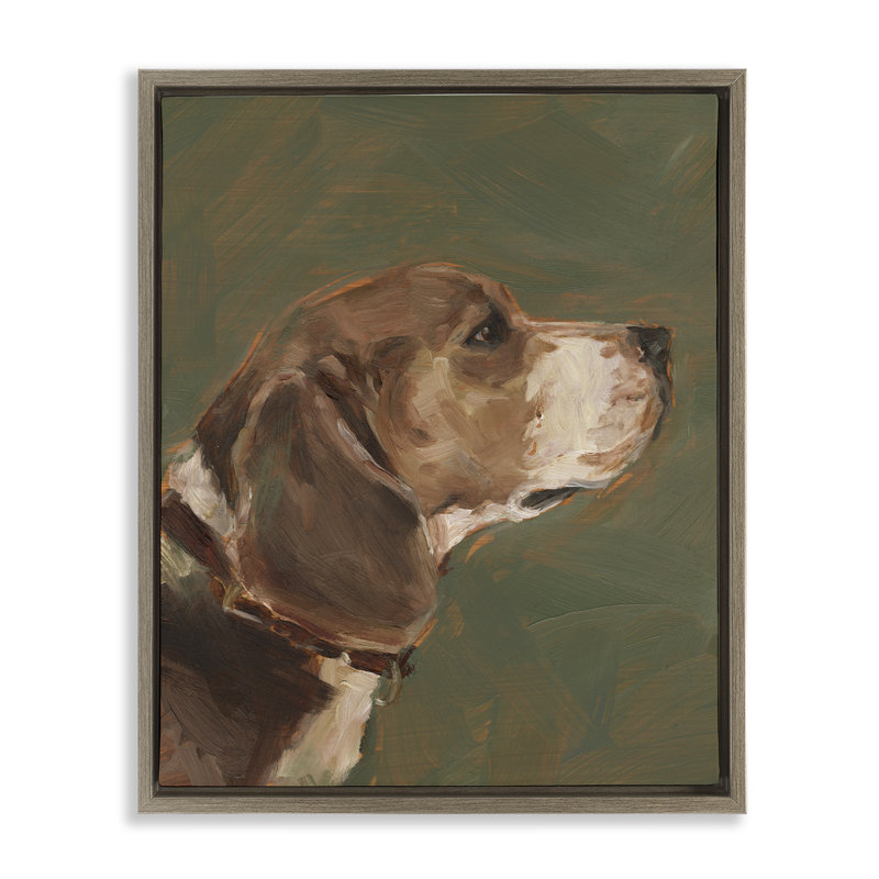 Art mural encadré traditionnel "Beagle" par Ethan Harper, Cadre flottant orme Montalcino, H 21 po x l 17 po