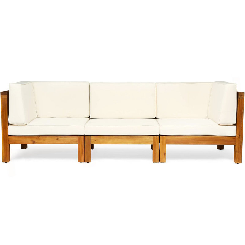 Patio 3-Piece Sofa Set, Beige, Beige, Teak