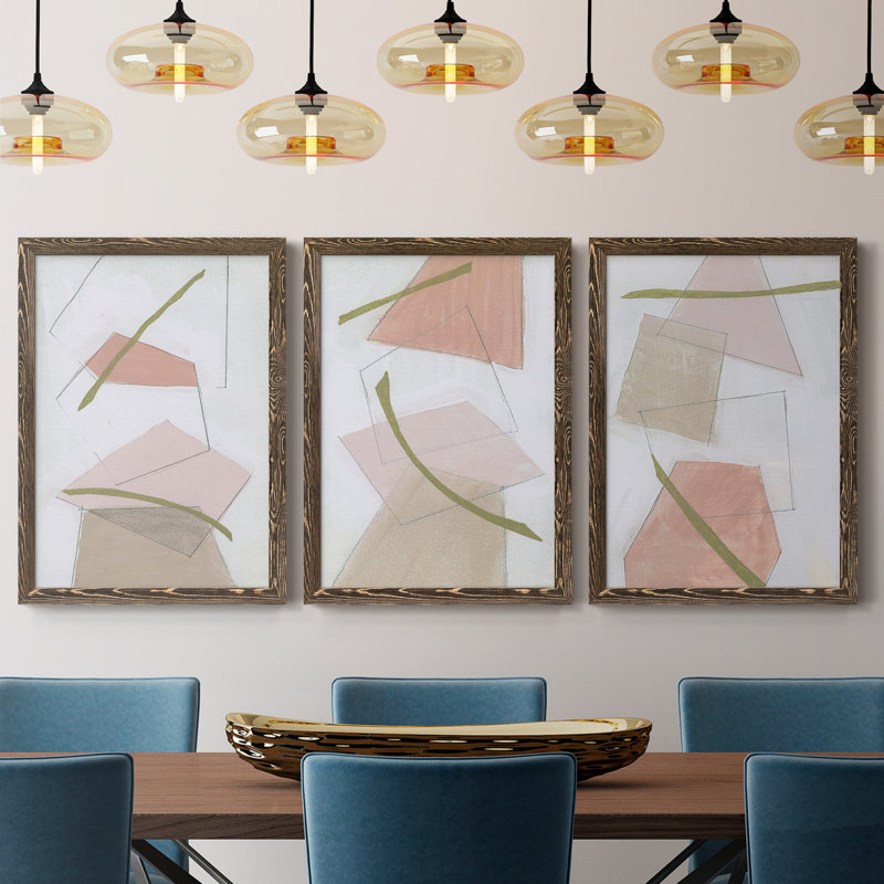 Trove I - Ensemble de 3 peintures sur toiles encadrées, Noyer, H 31,5 po x l 47 po x P 1,5 po