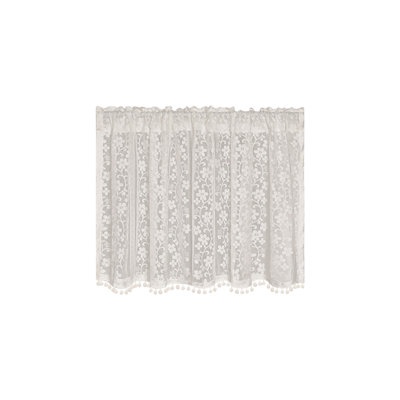 Kbndieu Lace Curtain Fabric Semi Sheer Chiffon with Embroidery with Rod Pocket Designs for Doors and Windows