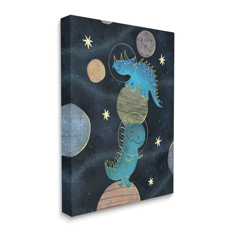 «Galactic Dinosaur Astronauts Outer Space Planets» par Ziwei Li, H 40 po x l 30 po x P 1,5 po, Toile tendue