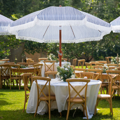 90” Tilt Beach Patio Umbrella with Fringe