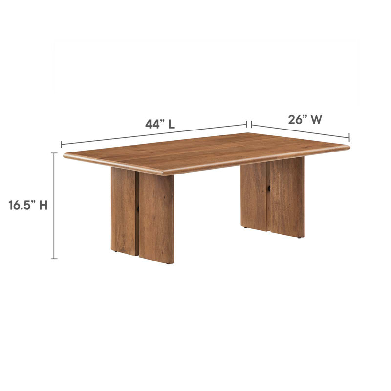 Walnut Rectangular Solid Mango Wood Coffee Table with Adjustable Foot Pads