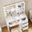 Table de coiffeuse avec miroir lumineux, bureau de coiffeuse avec tablette de rangement et 4 tiroirs-616144449