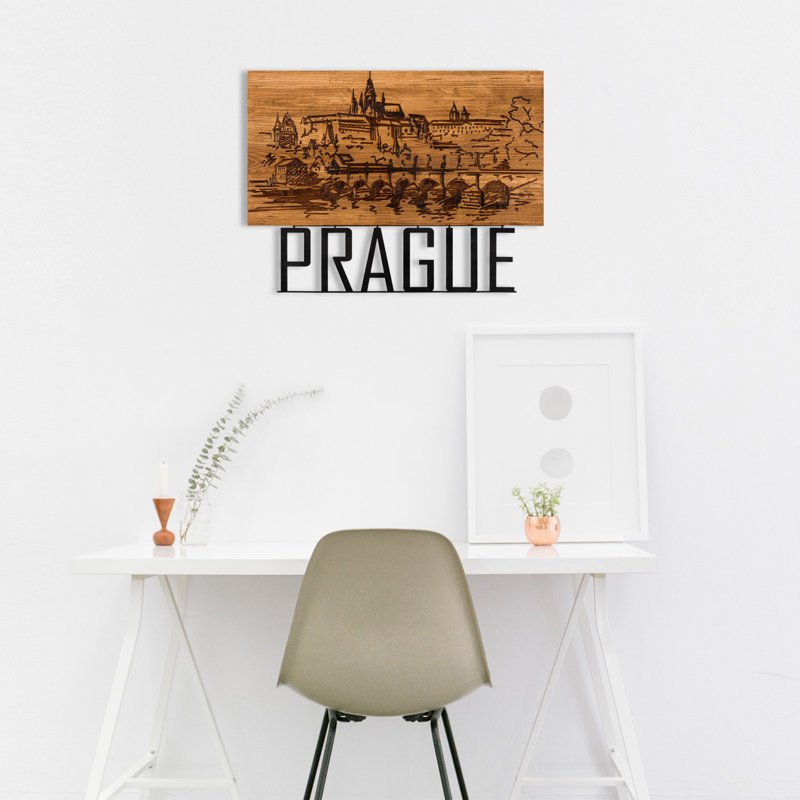 Élégant accessoire mural décoratif en bois, finition noire et noyer, 22,8 po x 16,5 po | Cadre 100% métal (épaisseur: 0,05 po) et envers 100% bois (épaisseur: 1,2 po) | Décoration moderne, élégante et durable