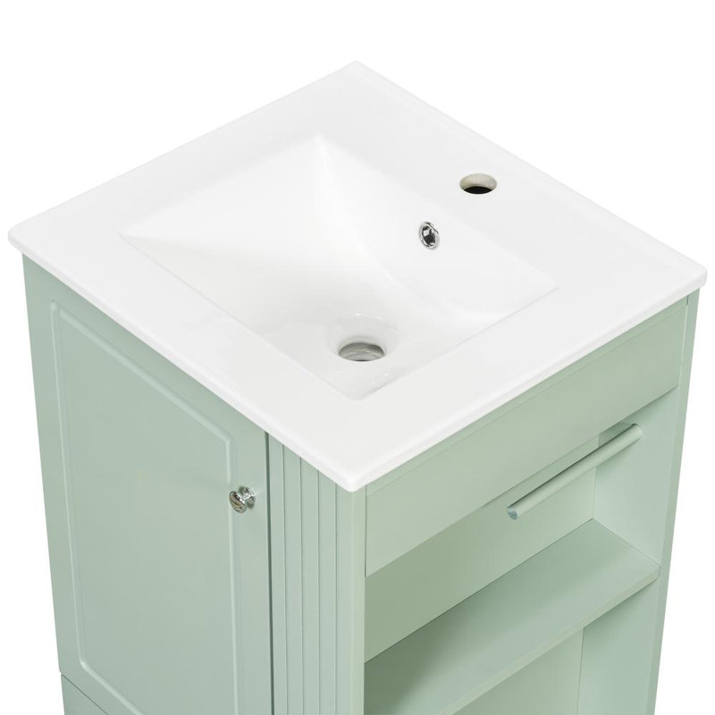 Bathroom Vanity with Ceramic Sink (Green), Green