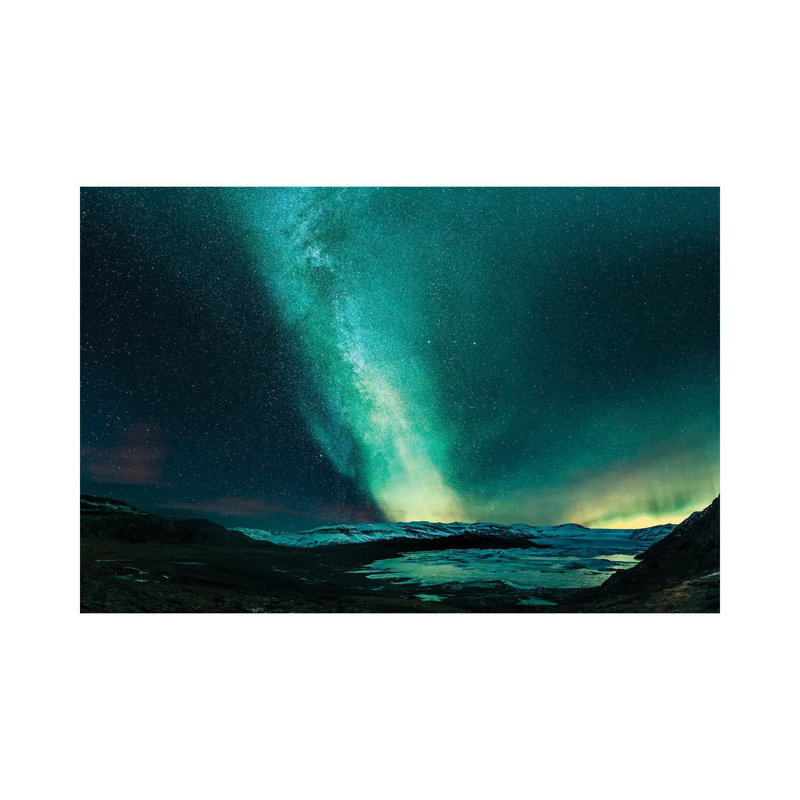 Aurora Borealis And The Milky Way, Hoffellsjokull Glacier, Iceland 1 Piece Wrapped Canvas Wall Art, 8" H x 12" W