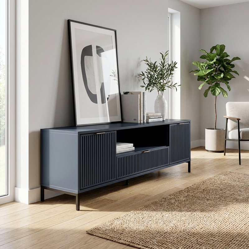Unfinished TV Stand, Indigo, 56cm H x 165cm L x 41cm W