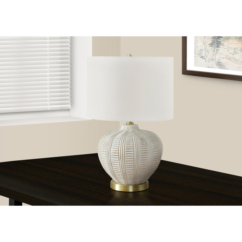 Lighting, 21 po, lampe de table, abat-jour, résine crème, transitionnel