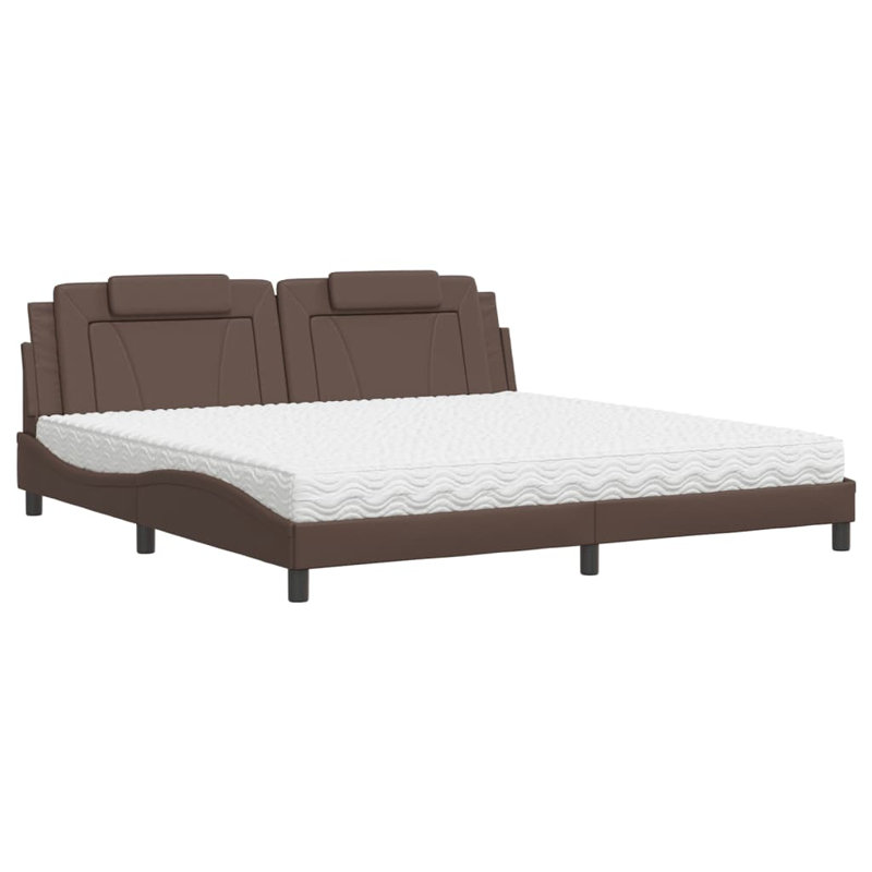 Lit en similicuir brun vidaXL vidaXL 200x200 cm, Très grand, Brun foncé