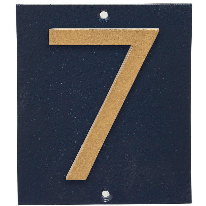 Plaque d’adresse murale sur 1 ligne flottante, Bleu marine, Or, Oui