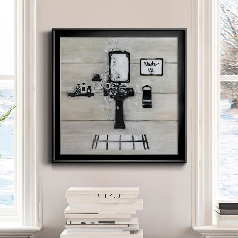 Wash Up Bath - Toile encadrée de qualité supérieure - prête à être accrochée, Noir, H 17,5 po x l 17,5 po x P 1,5 po